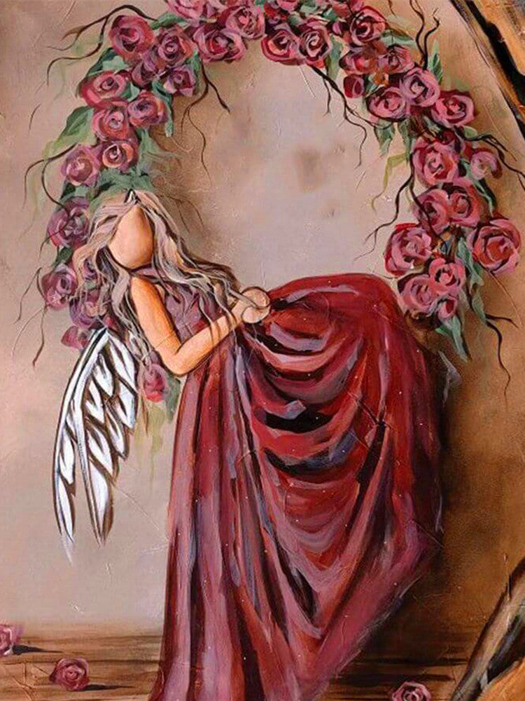 Ange en Robe Rouge et Couronne Peinture par Numéros