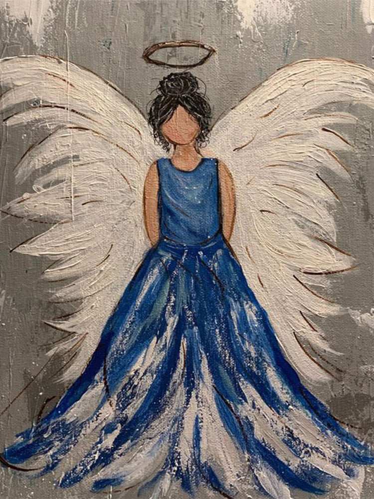 Ange et Robe Bleue Peinture par Numéros