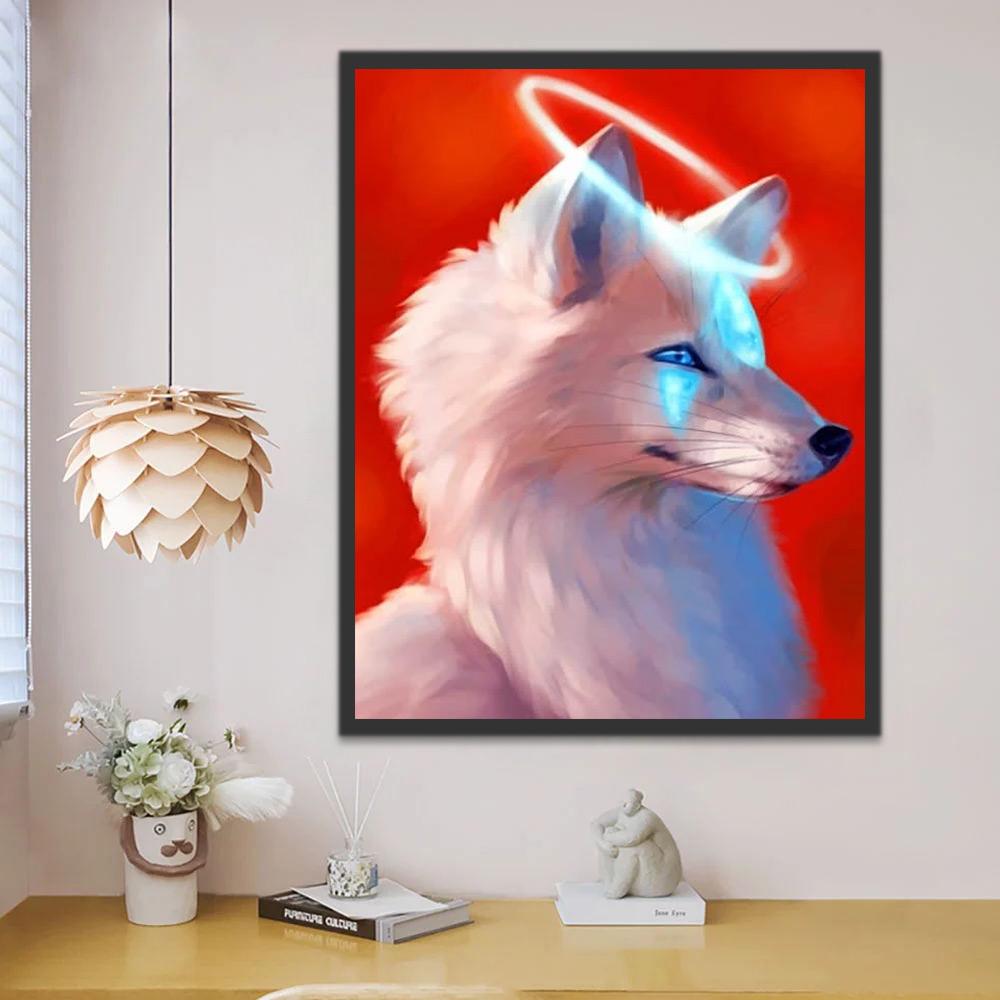 Ange Loup Blanc Peinture par Numéros