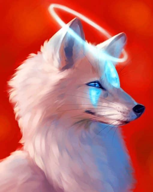 Ange Loup Blanc Peinture par Numéros
