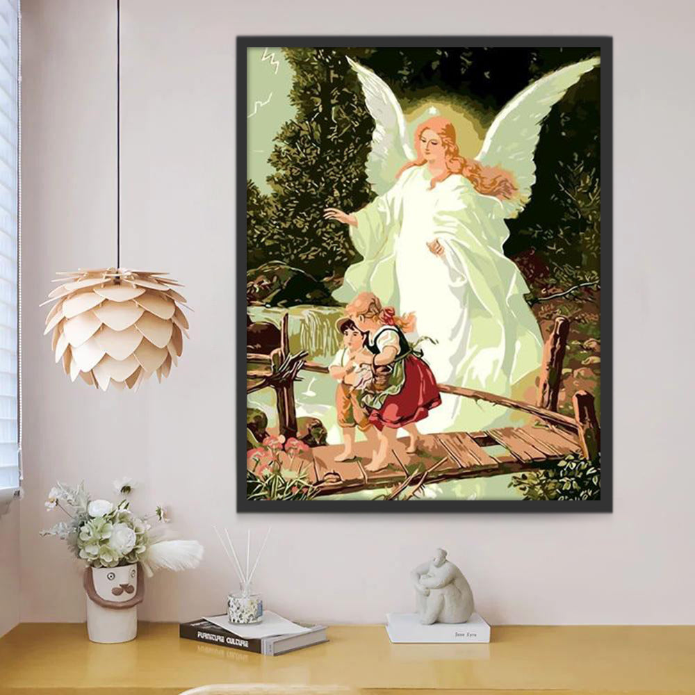 Ange Sacré et Enfants Peinture par Numéros