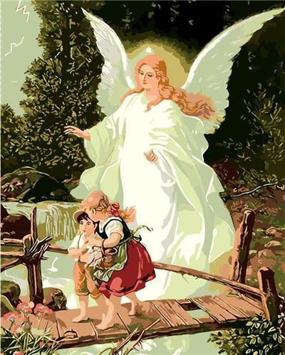 Ange Sacré et Enfants Peinture par Numéros
