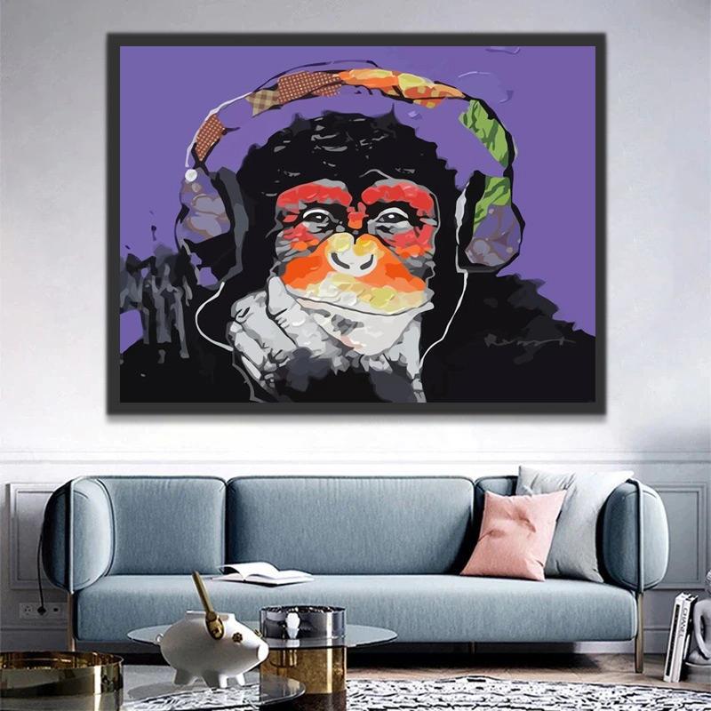 Animateur Chimpanzé Peinture par Numéros