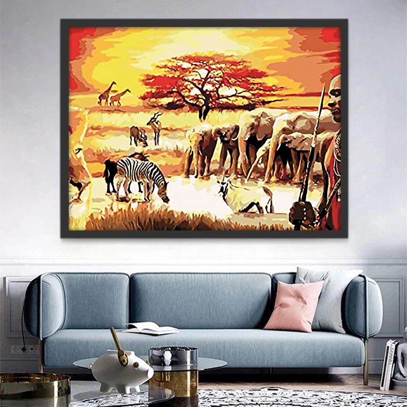 Animaux de la Savane Africaine Peinture par Numéros