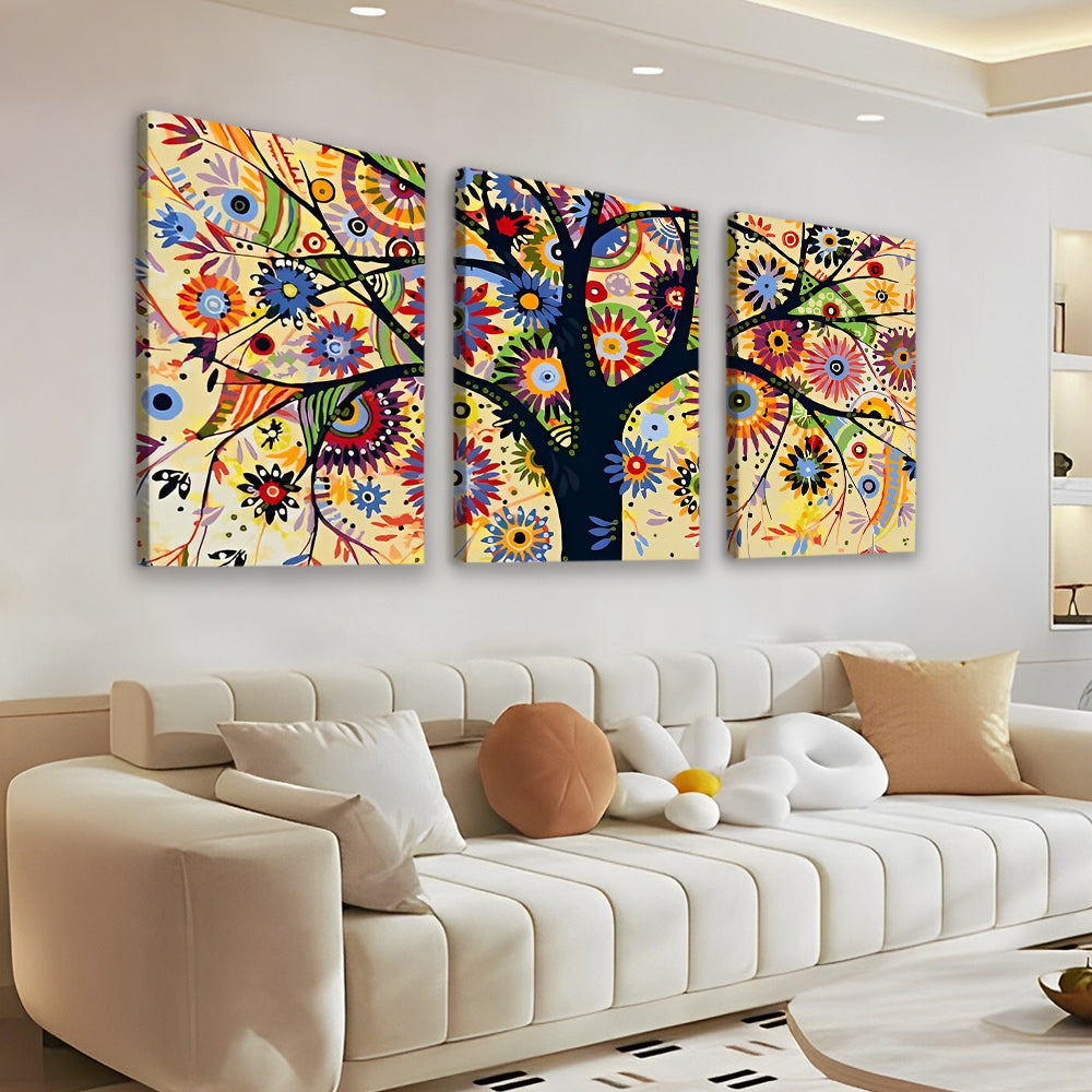 Arbre avec des Feuilles Dessinées 3 Partie Peinture par Numéros