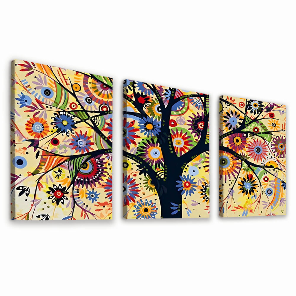Arbre avec des Feuilles Dessinées 3 Partie Peinture par Numéros