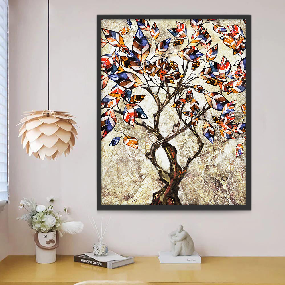 Arbre avec Feuilles Colorée Peinture par Numéros