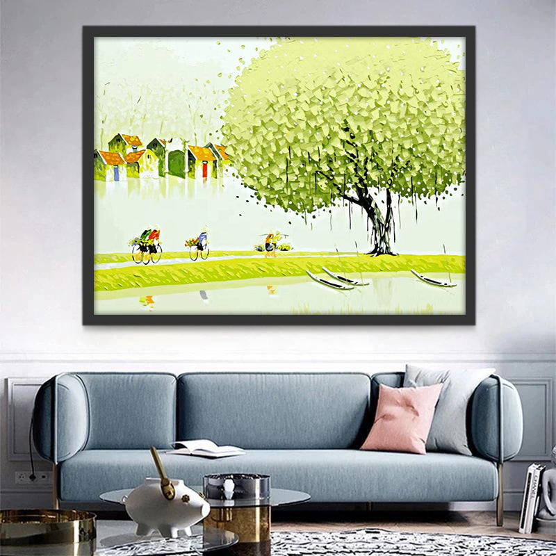 Arbre de Printemps et Belle Vue Peinture par Numéros