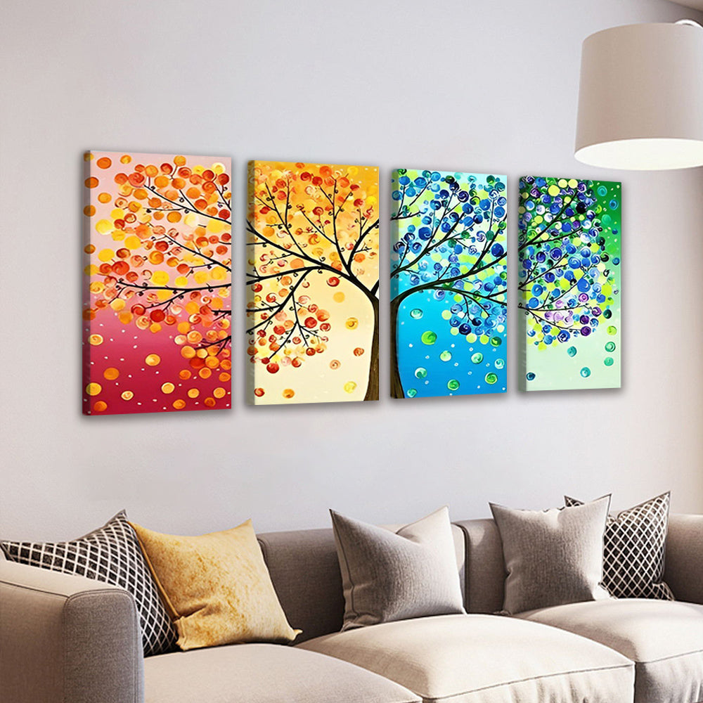 Arbre de Quatre Couleurs 4 Partie Peinture par Numéros