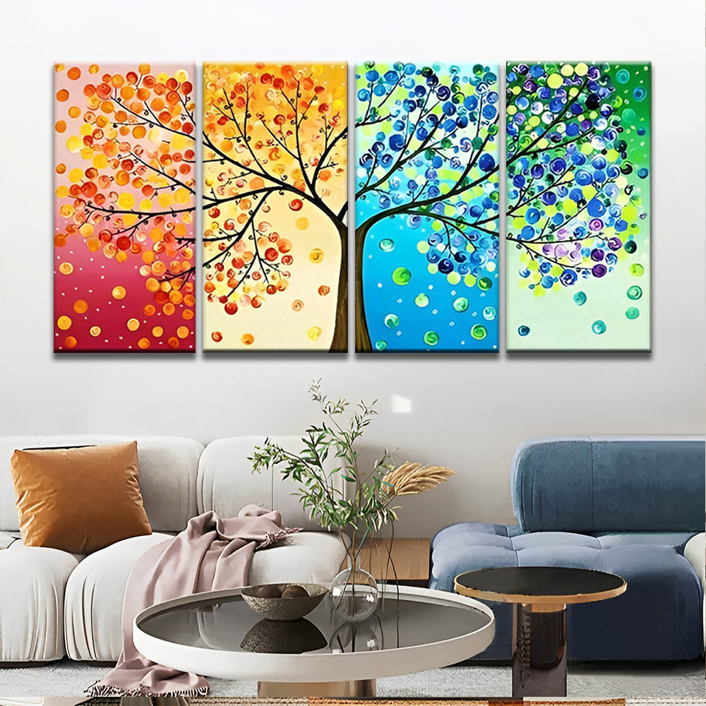 Arbre de Quatre Couleurs 4 Partie Peinture par Numéros