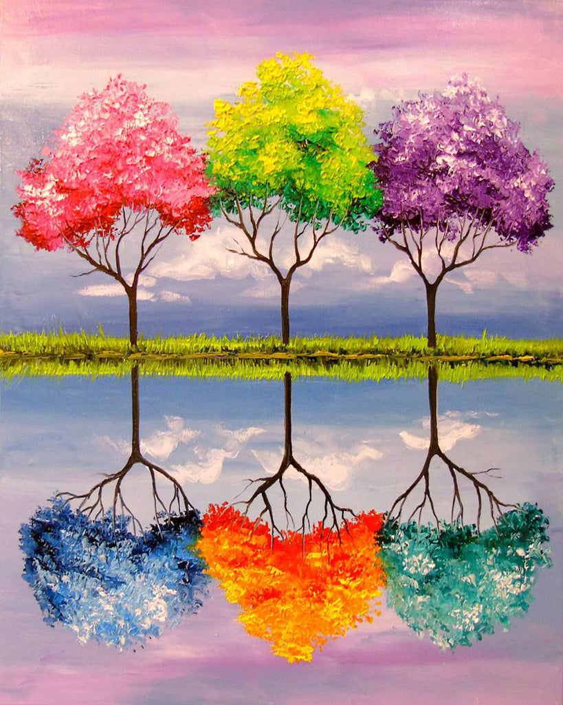 Arbre de Six Couleurs Peinture par Numéros