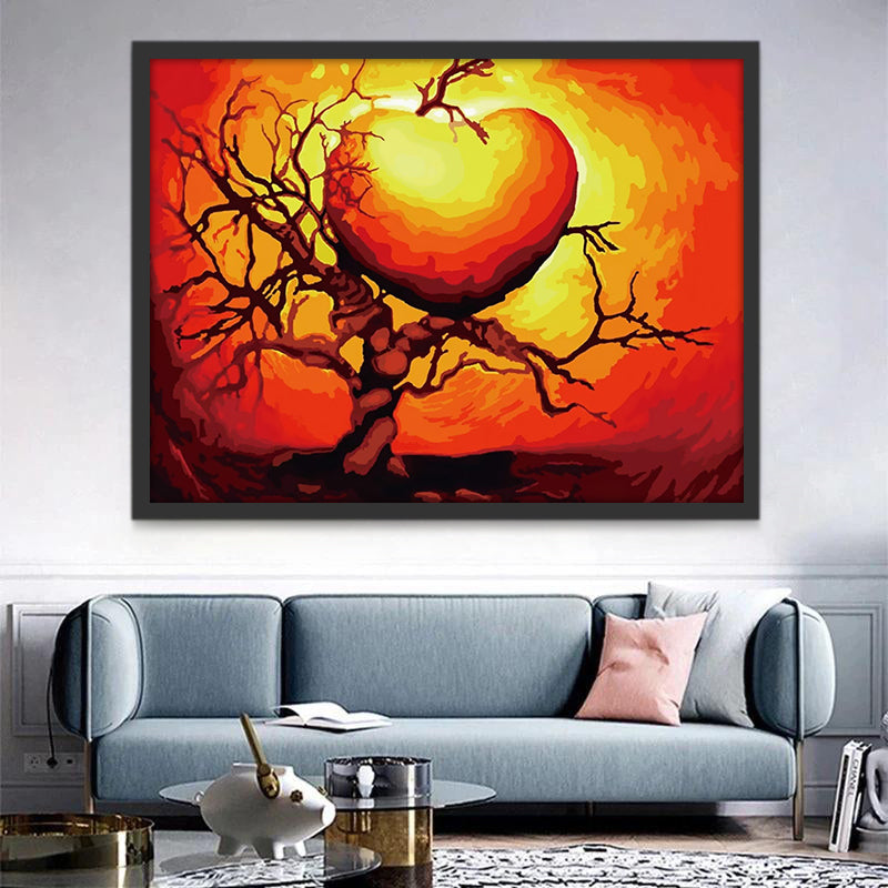 Arbre et Coeur Soleil Peinture par Numéros