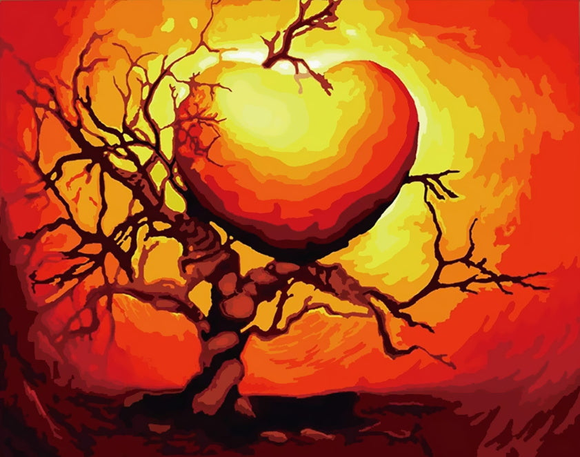 Arbre et Coeur Soleil Peinture par Numéros