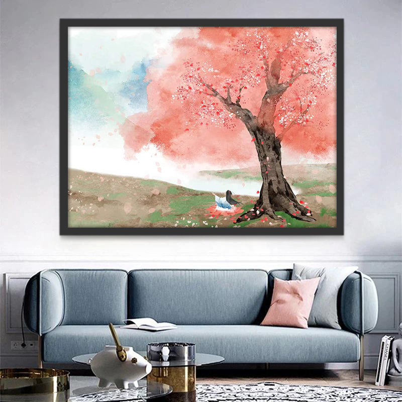 Arbre Rose Clair Peinture par Numéros