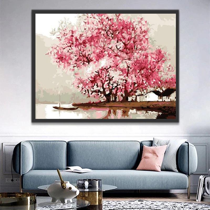 Arbre Rose Peinture par Numéros