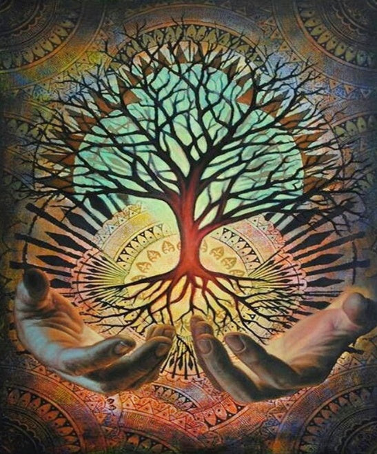 Arbre sur les Mains Peinture par Numéros