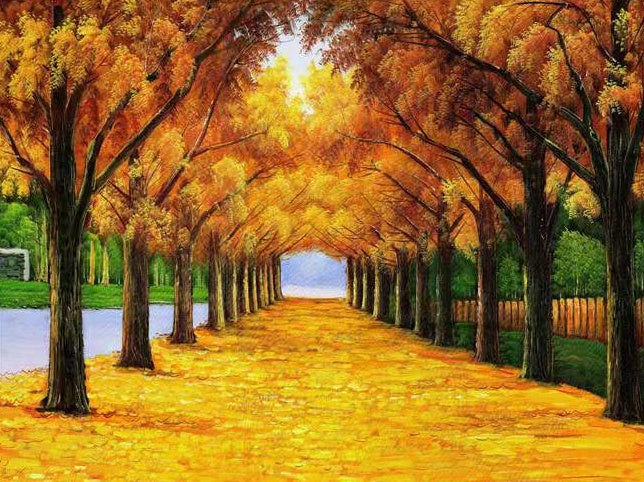 Arbres Dorés Peinture par Numéros