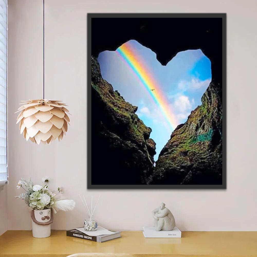 Arc-en-Ciel et Grotte Coeur Peinture par Numéros
