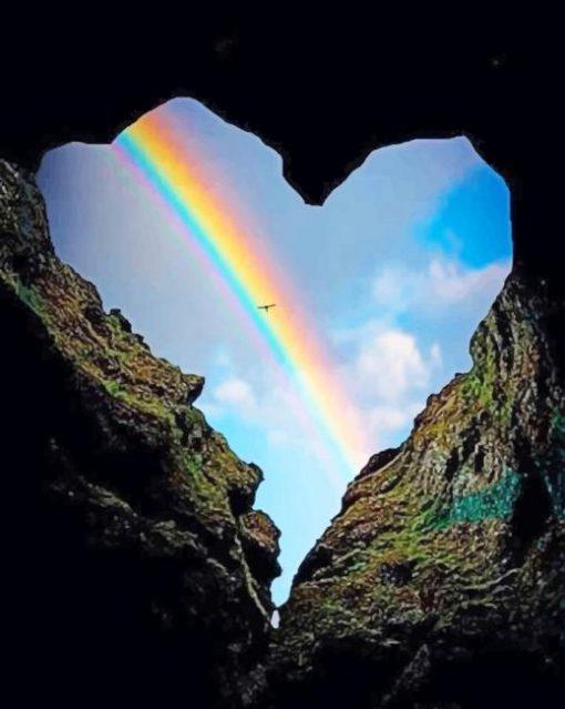 Arc-en-Ciel et Grotte Coeur Peinture par Numéros