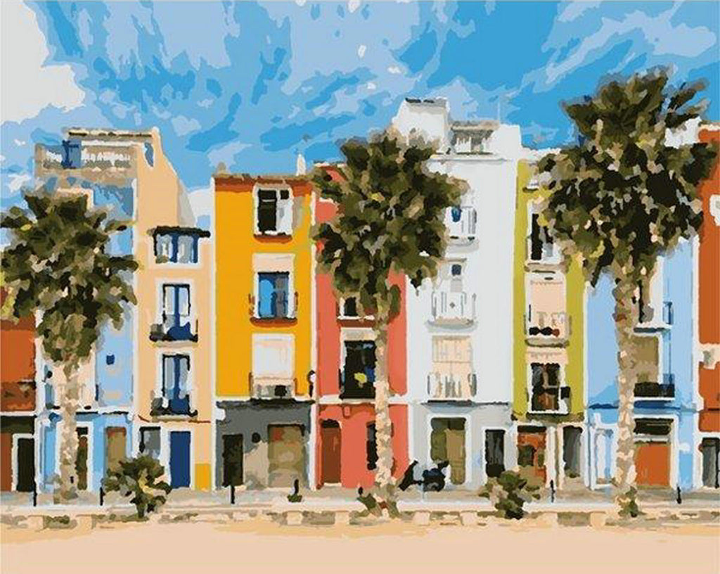 Architecture Espagnole Colorée Peinture par Numéros