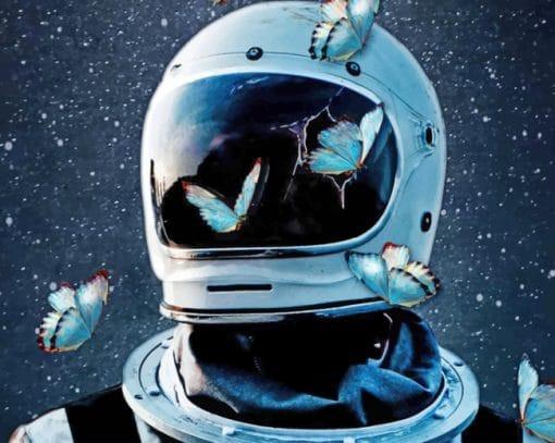 Astronaute et Papillons Peinture par Numéros