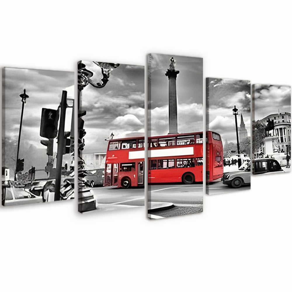Autobus Rouge 5 Partie Peinture par Numéros