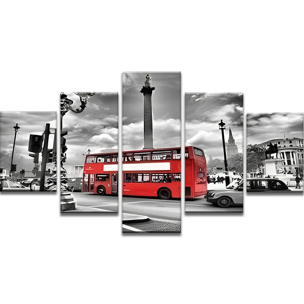 Autobus Rouge 5 Partie Peinture par Numéros