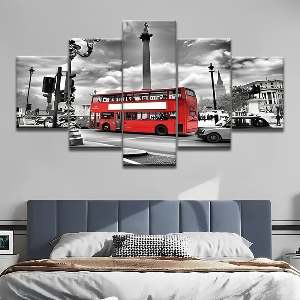 Autobus Rouge 5 Partie Peinture par Numéros