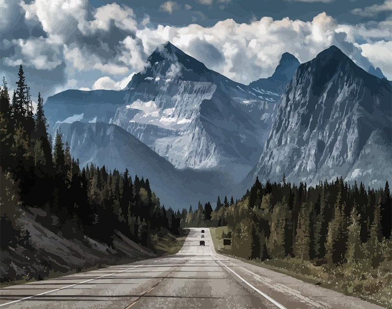 Autoroute en Haute Montagne Peinture par Numéros
