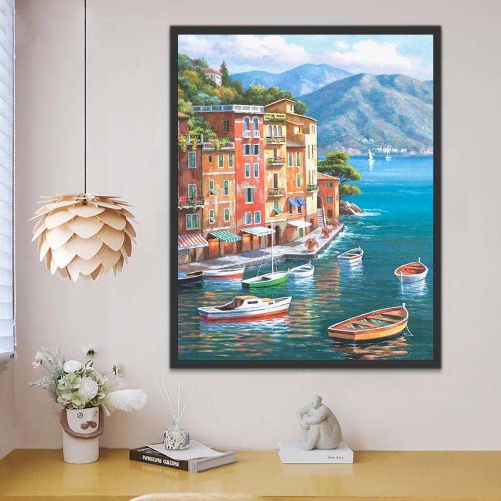 Baie de Portofino Peinture par Numéros
