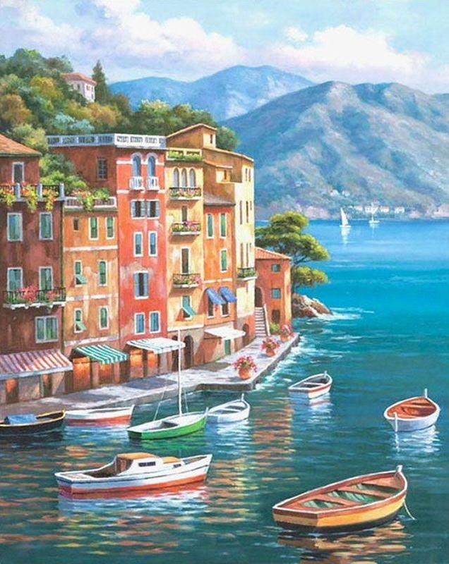 Baie de Portofino Peinture par Numéros