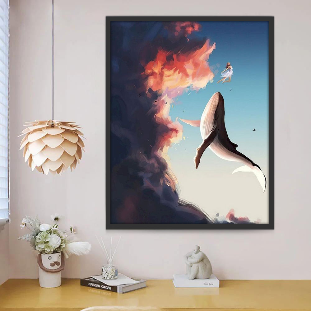 Baleine et Fille Peinture par Numéros