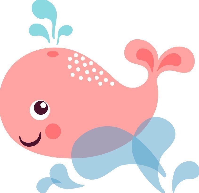 Baleine Pulvérisant d’Eau Rose Cartoon d'Enfants Peinture par Numéros