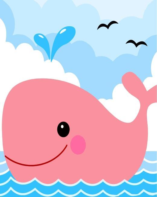 Baleine Rose Cartoon d'Enfants Peinture par Numéros