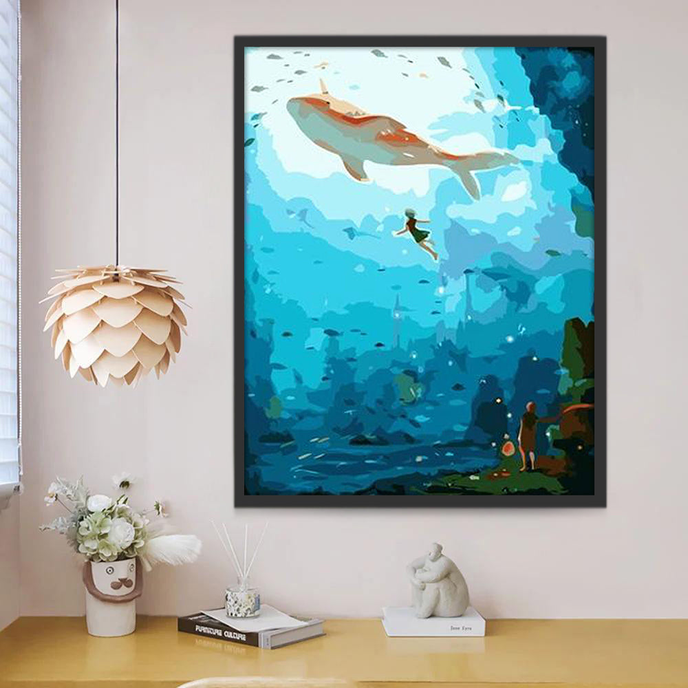 Baleine Rousse et Fille Peinture par Numéros
