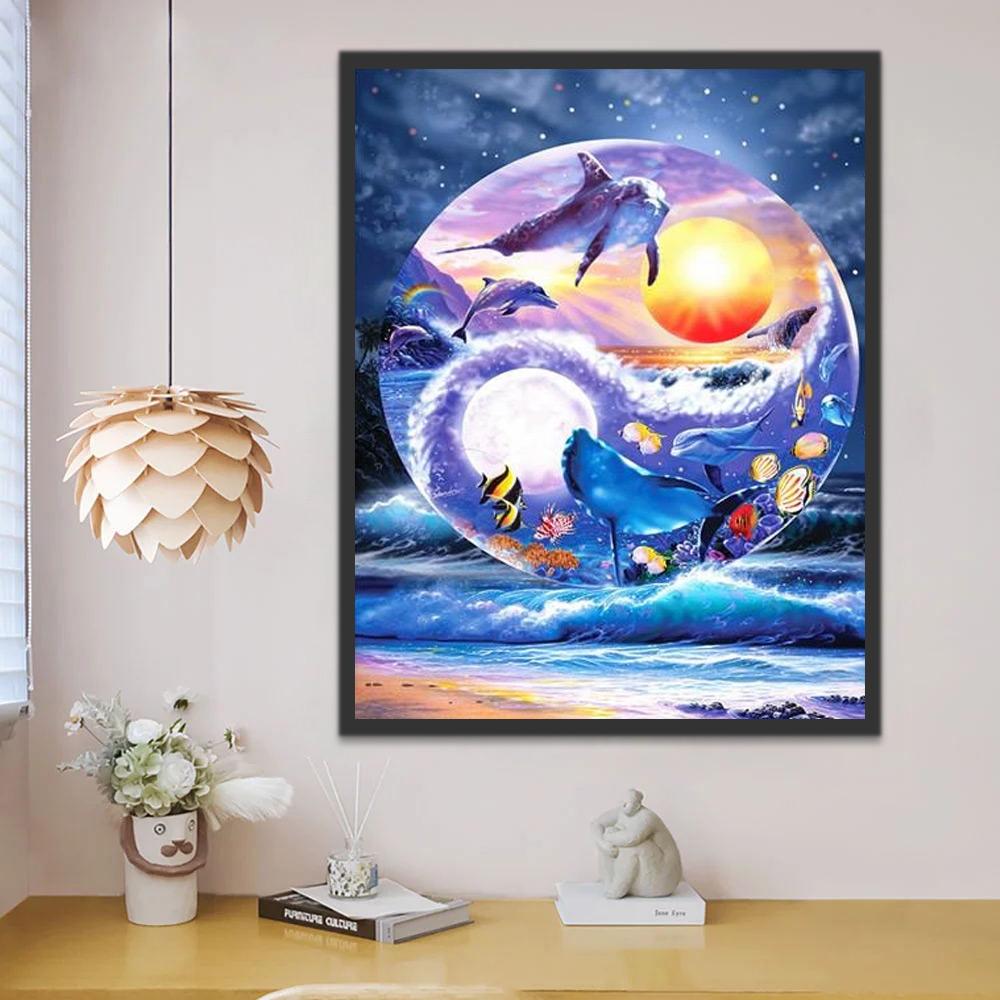 Baleine Yin et Yang Peinture par Numéros