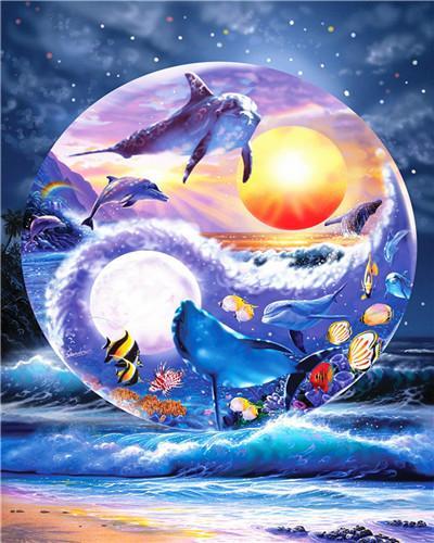 Baleine Yin et Yang Peinture par Numéros
