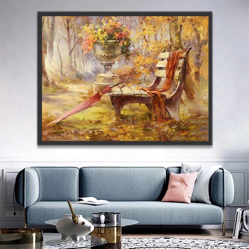 Banc à l'Automne Peinture par Numéros
