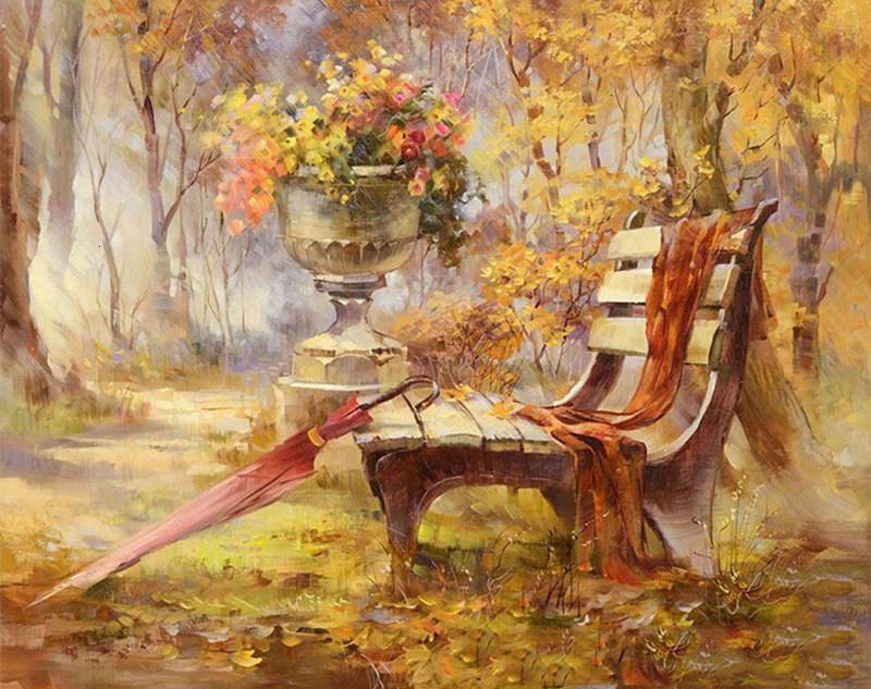 Banc à l'Automne Peinture par Numéros