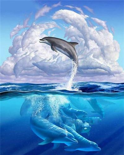 Banc de Dauphins Fantastiques Peinture par Numéros