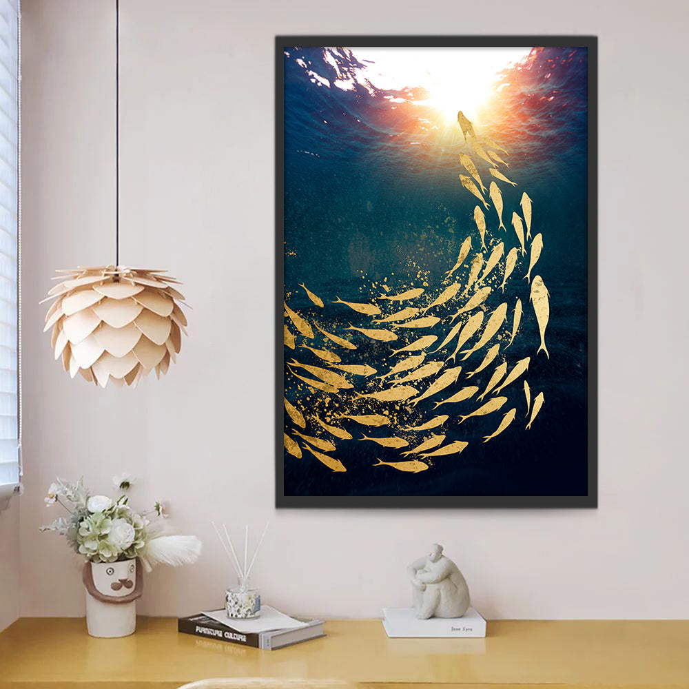 Banc de Poissons Dorés Peinture par Numéros