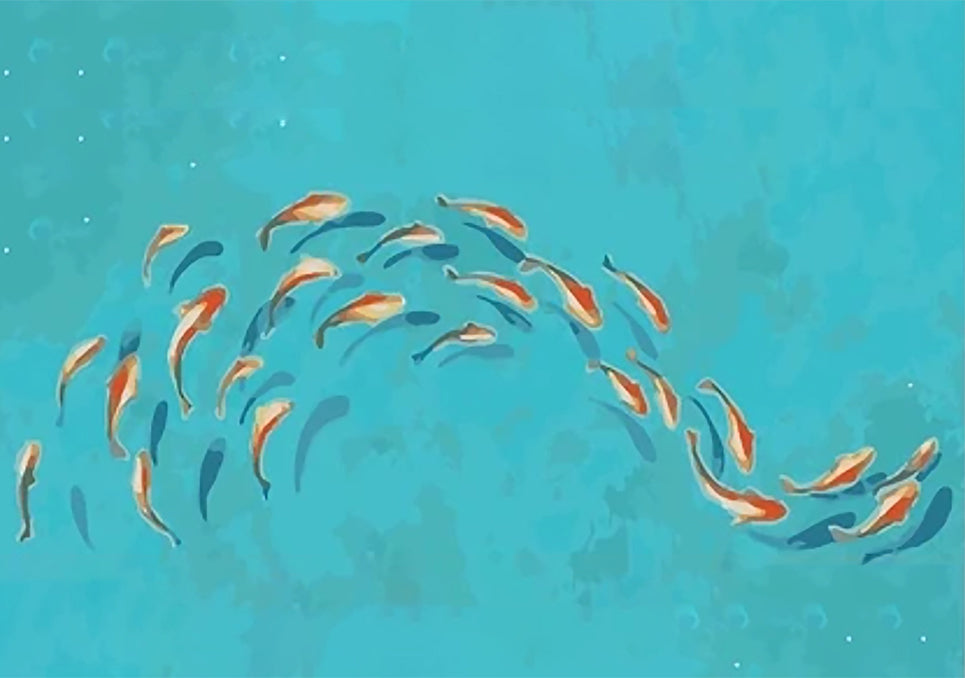 Banc de Poissons Peinture par Numéros