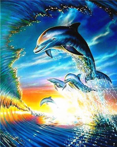 Bancs de Dauphins Peinture par Numéros