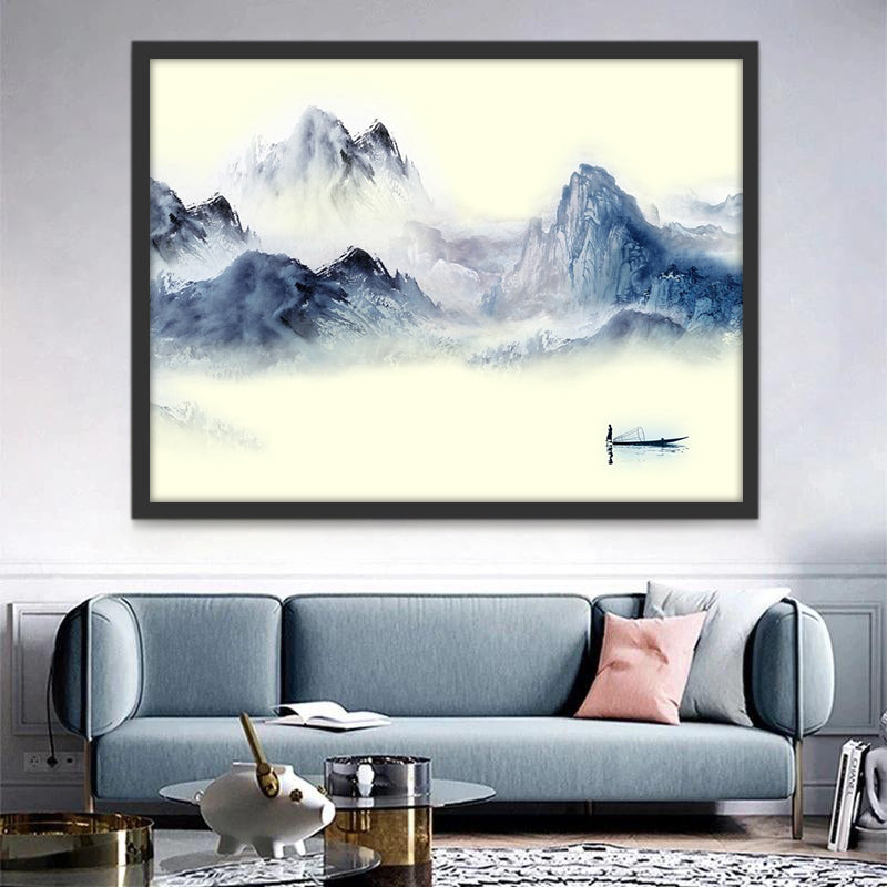 Barque solitaire, Peinture Chinoise Peinture par Numéros