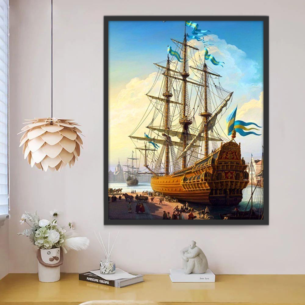 Bateau au coucher du soleil Peinture par Numéros