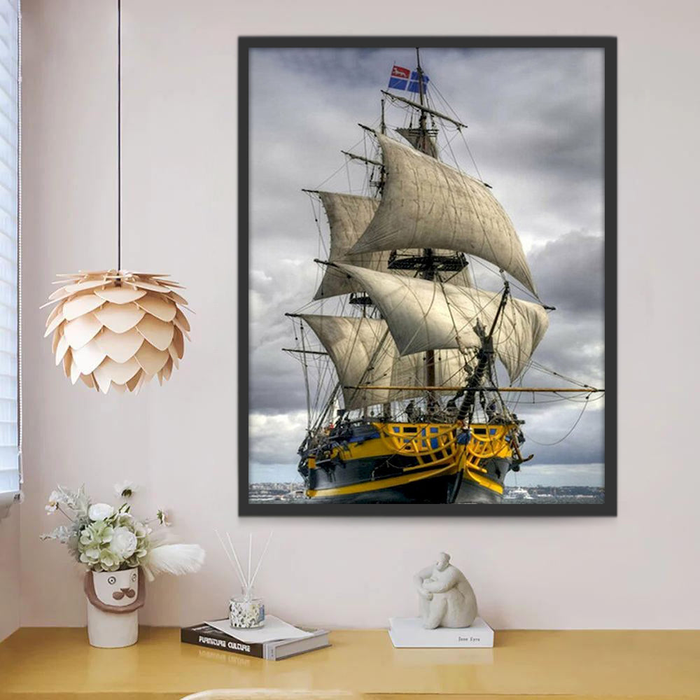 Bateau et Nuages Sombres Peinture par Numéros