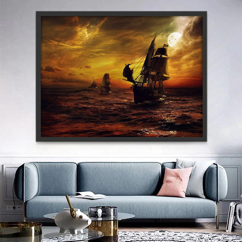 Bateau Pirate Peinture par Numéros PBNBOAW48