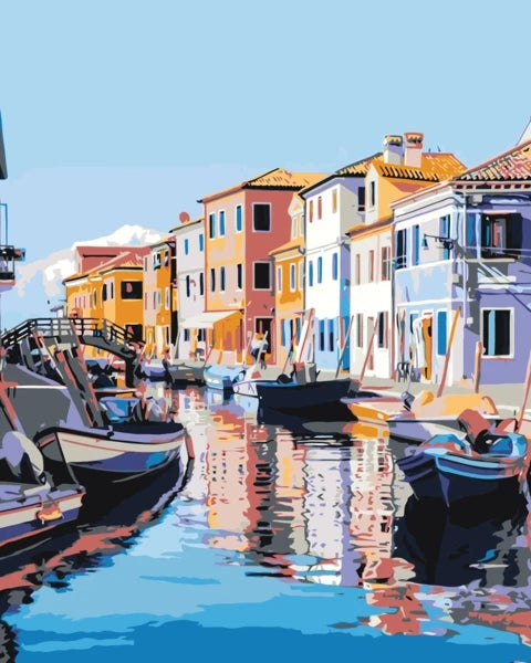 Bateaux et Ville Peinture par Numéros