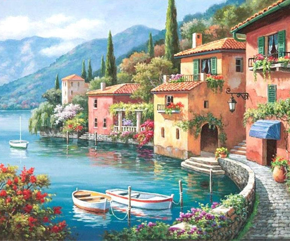 Bateaux et Ville Peinture par Numéros