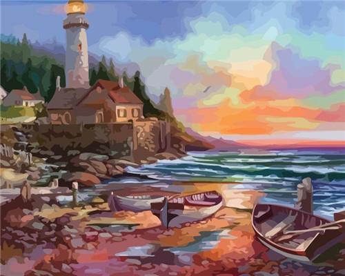 Bateaux Phare Peinture par Numéros